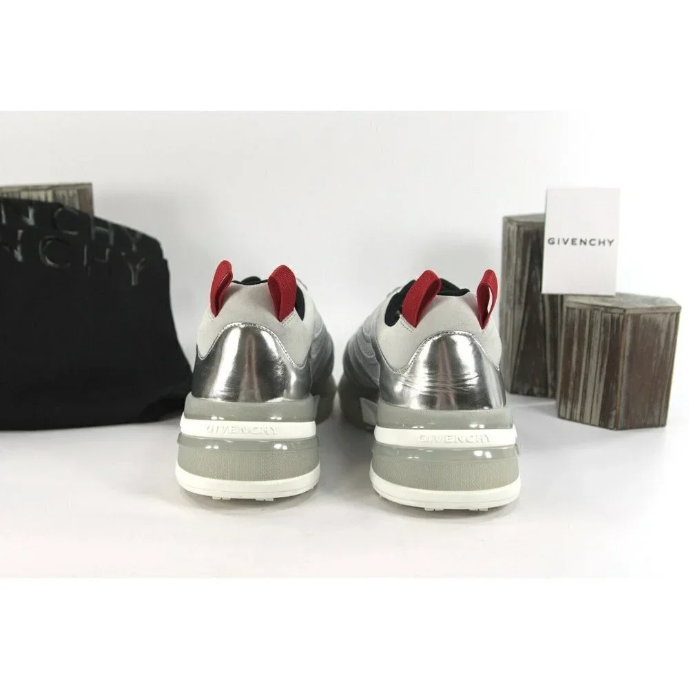 Givenchy Mens GIV 1 Silver Metallic Calf Leather Sneakers 46 NIB - Picture 6 of 12